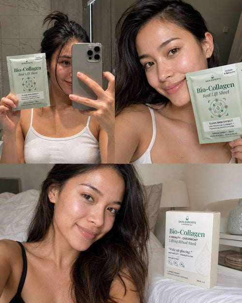 Skin Experts Bio-Collagen mask before and after style collage