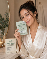 Skin Experts Bio-Collagen mask robe and product lifestyle photo
